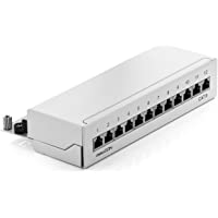 deleyCON CAT6 Patch Panel El Panel de Corrección 12 Puertos Escritorio y Montaje en Pared - Blindado - Enchufe 12x RJ45…